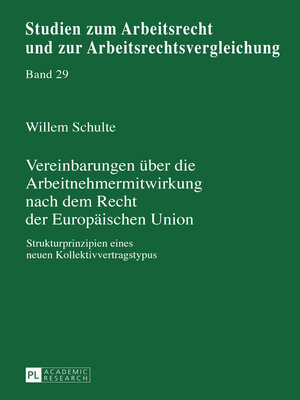 cover image of Vereinbarungen über die Arbeitnehmermitwirkung nach dem Recht der Europäischen Union